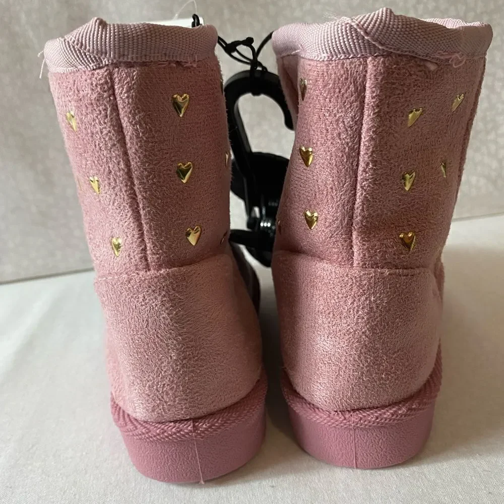 OLIVIA MILLER Toddler Girls OMG Heart Stud Pink Boots